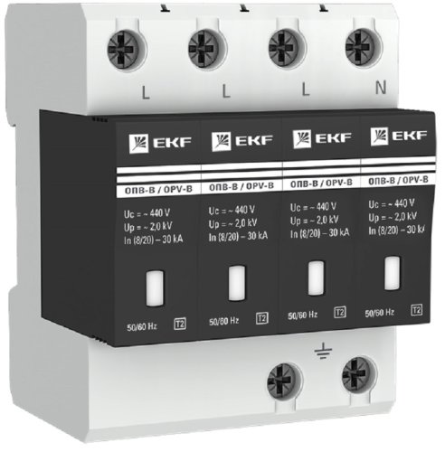 Ограничитель импульсных напряжений УЗИП EKF PROxima ОПВ-B 4п L1-L2-L3-N-PE классI+II 30кА с NFC картинка